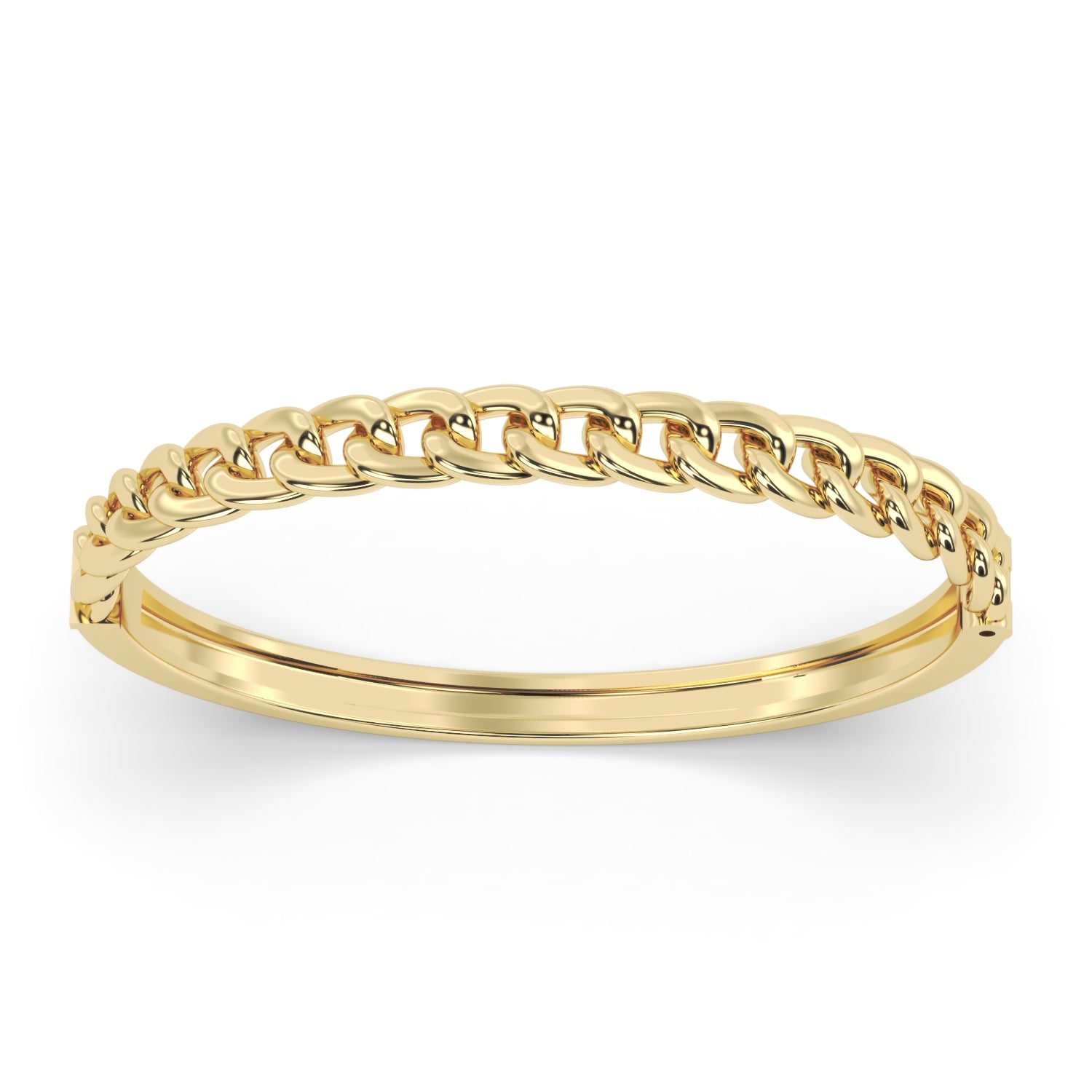 14K Yellow Gold Custom Curb Link Bangle Bracelet