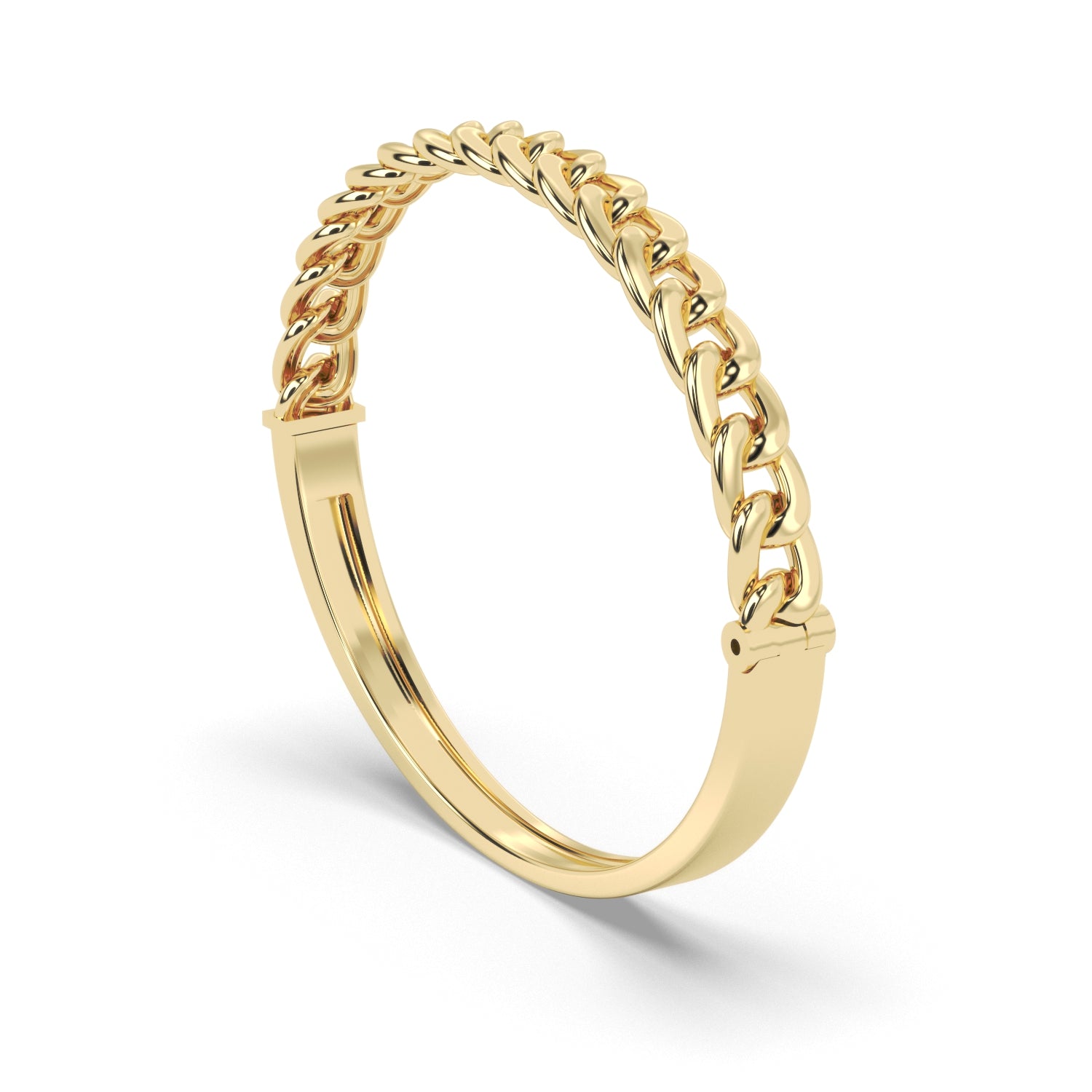 14K Yellow Gold Custom Curb Link Bangle Bracelet