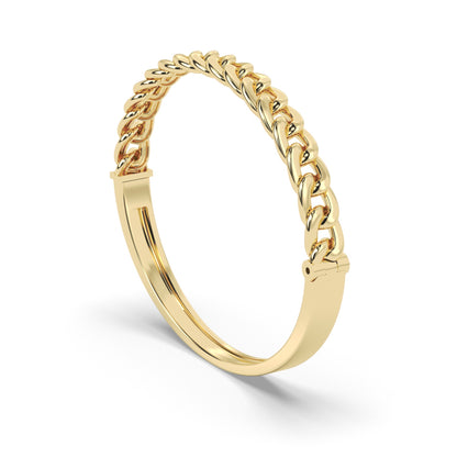 14K Yellow Gold Custom Curb Link Bangle Bracelet
