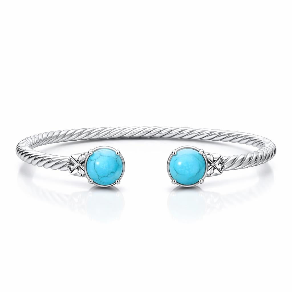 Round Turquoise Twisted Cable Bangle