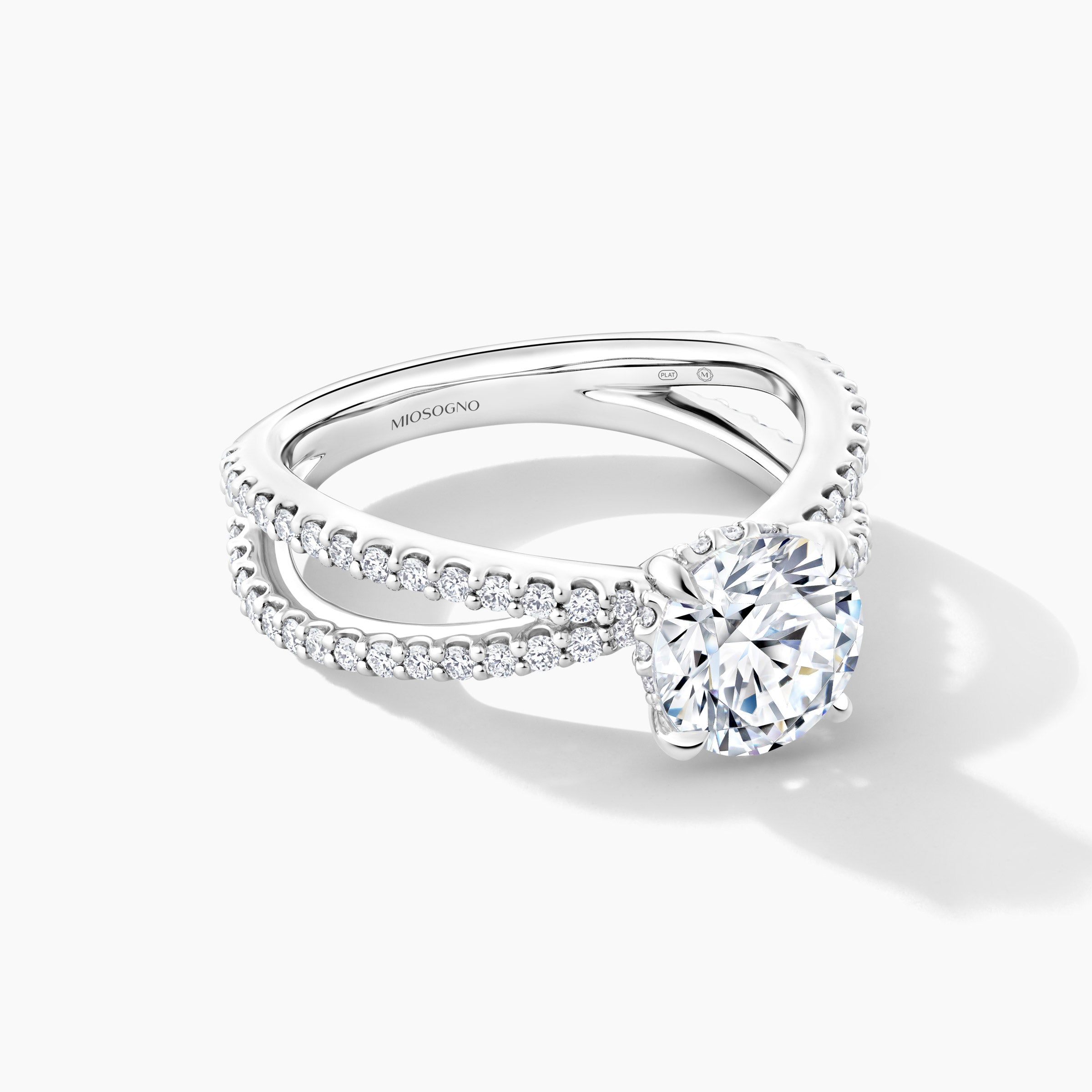 Platinum Hidden Halo Engagement Mounting with 3/4 Split Shank Design