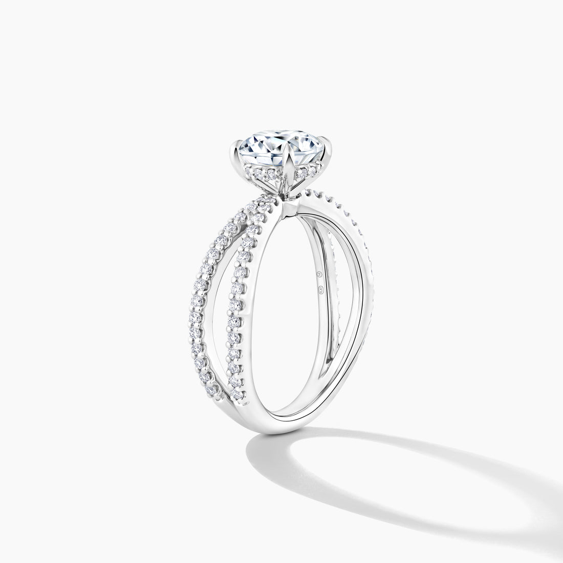 Platinum Hidden Halo Engagement Mounting with 3/4 Split Shank Design