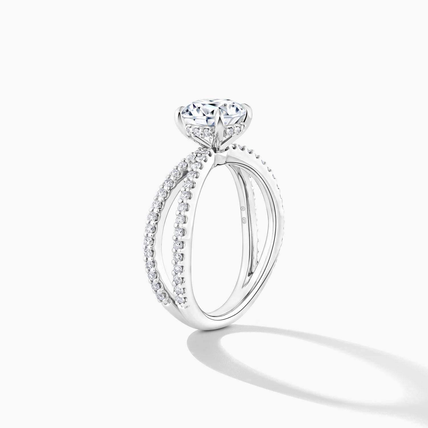 Platinum Hidden Halo Engagement Mounting with 3/4 Split Shank Design