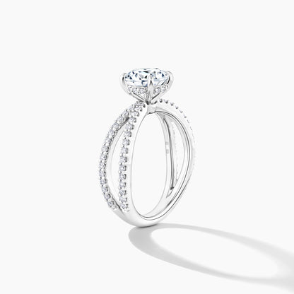 Platinum Hidden Halo Engagement Mounting with 3/4 Split Shank Design