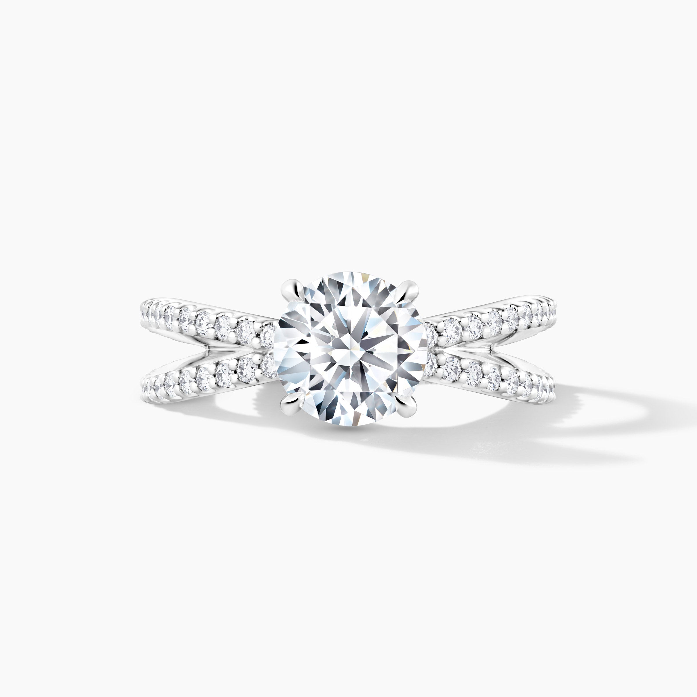 Platinum Hidden Halo Engagement Mounting with 3/4 Split Shank Design