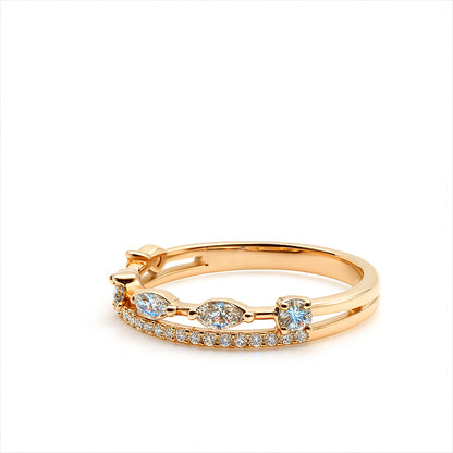 Double Row Christmas Ring in 10 Karat Yellow Gold with Lab Diamond 0.42