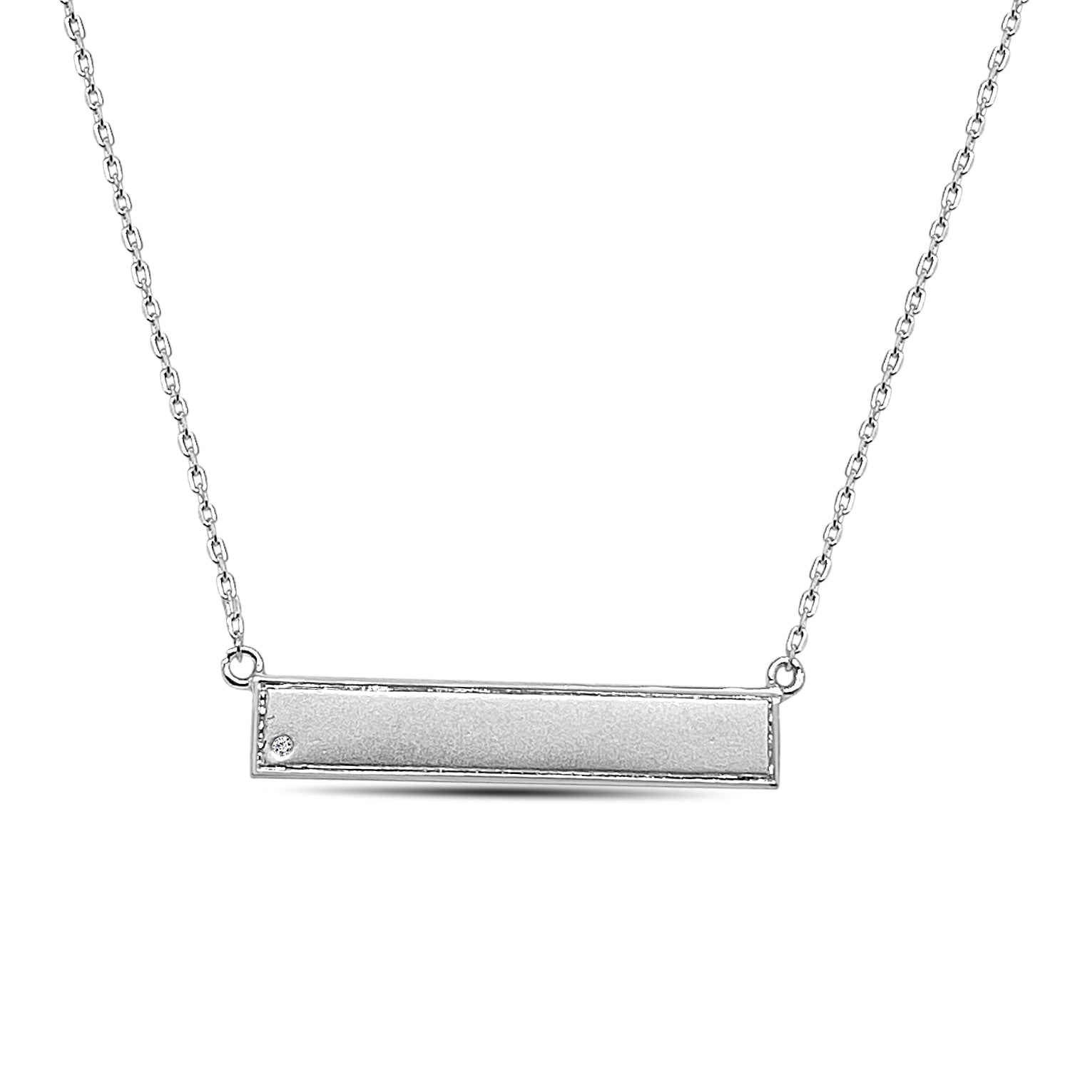Sterling Silver Diamond Bar Necklace with Natural 0.01ct Diamond