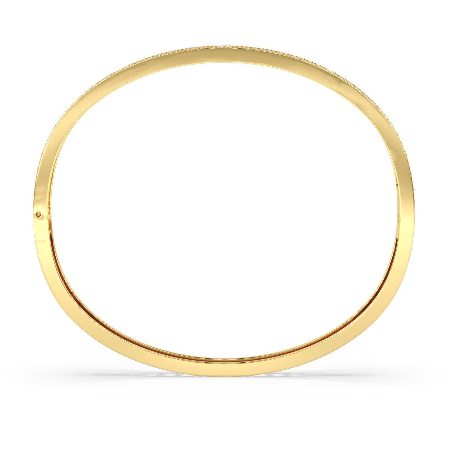14K Yellow Gold Wide Bangle Bracelet with 1.23 Carat Natural Diamond Accent