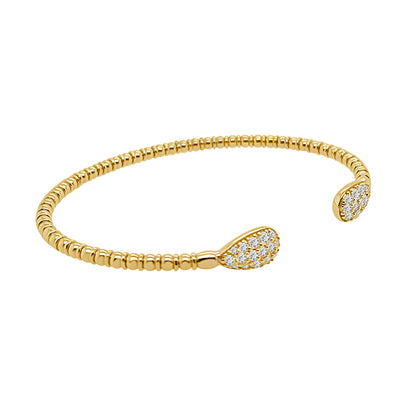 18 Karat Yellow Gold Open Flex Bangle Bracelet with 0.61 ct Natural Diamond