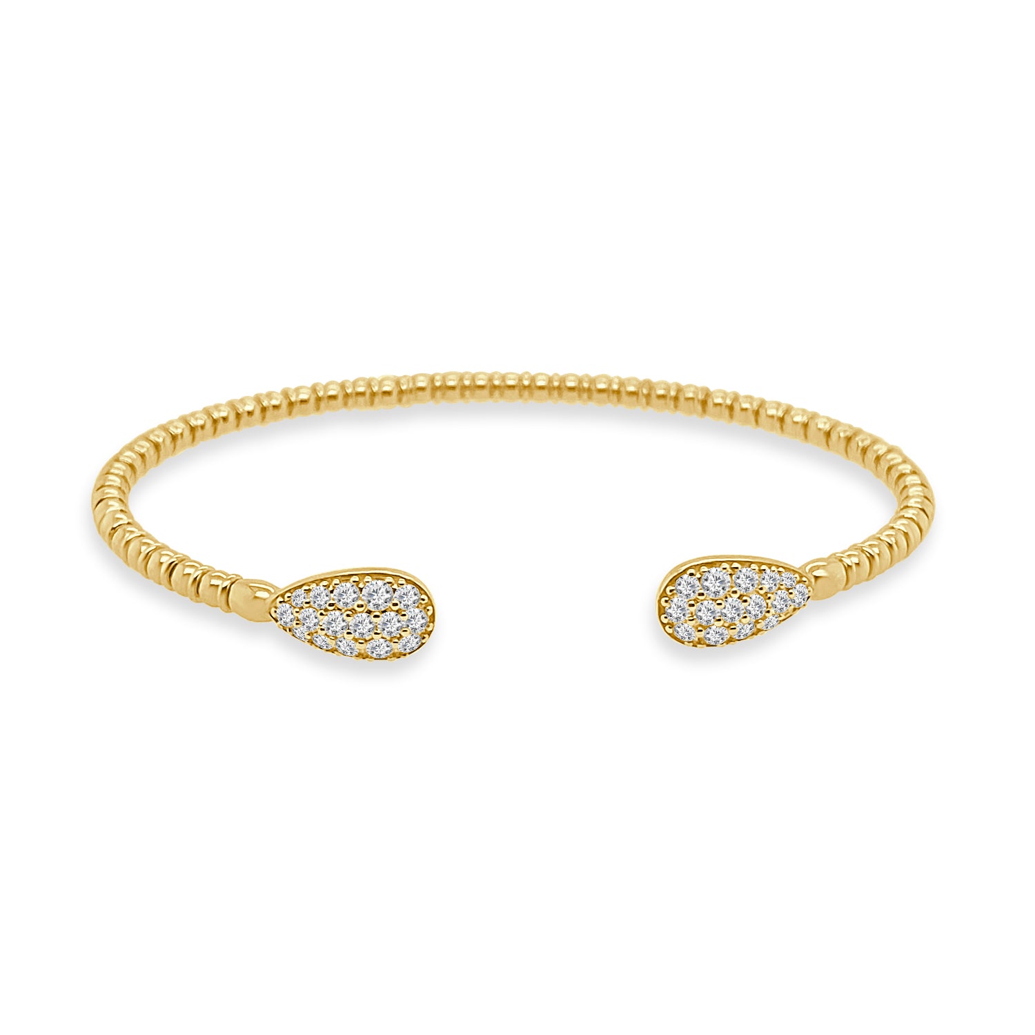 18 Karat Yellow Gold Open Flex Bangle Bracelet with 0.61 ct Natural Diamond