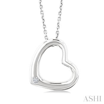 Natural Diamond Heart Shape Necklace in Sterling Silver - 0.01 Carat
