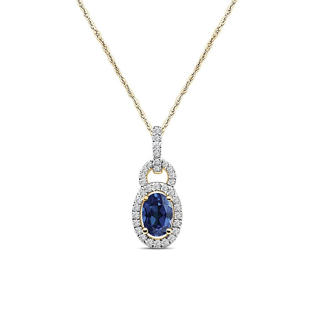10 Karat White Gold Blue Sapphire Pendant Necklace