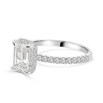 14K White Gold Lab Diamond Emerald Shape Engagement Ring - 1.55 Carats