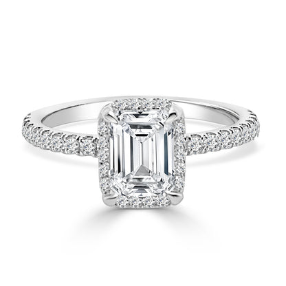 14K White Gold Lab Diamond Emerald Shape Engagement Ring - 1.55 Carats