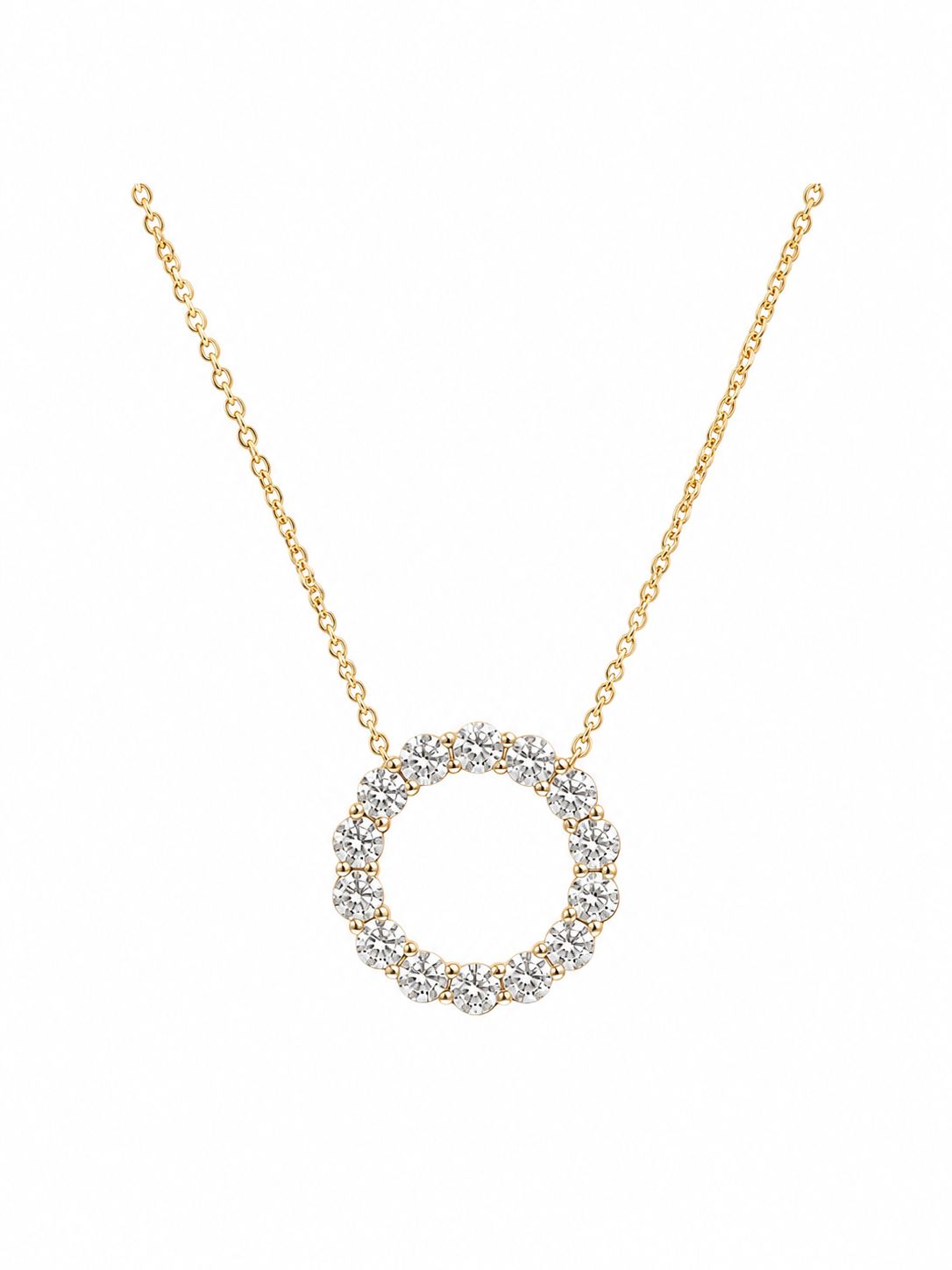 Diamond Circle Necklace in 18 Karat Yellow Gold