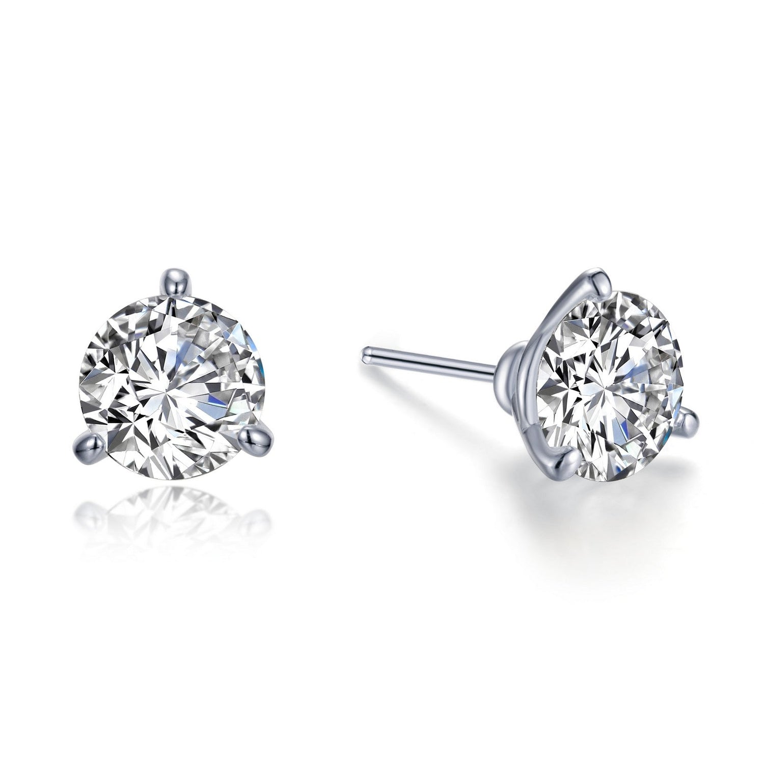 Martini Style Solitaire Studs in Sterling Silver with 4.00 Lassaire