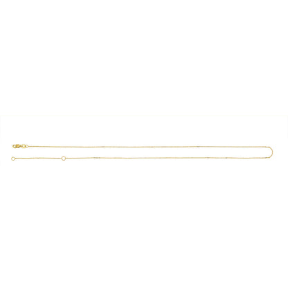 14 Karat Yellow Gold Adjustable Diamond Cut Cable Chain