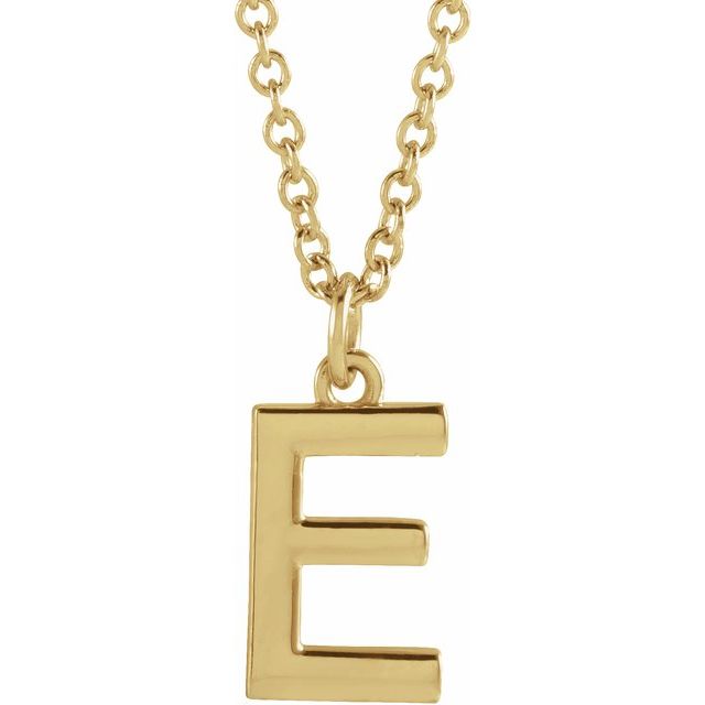 Personalized Initial E Necklace in 14 Karat Yellow Gold