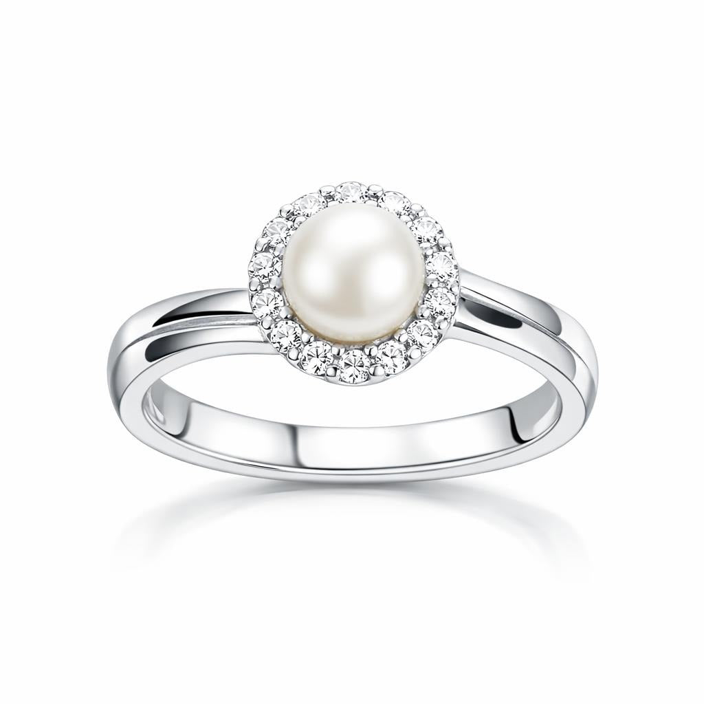 Pearl and White Topaz Ring