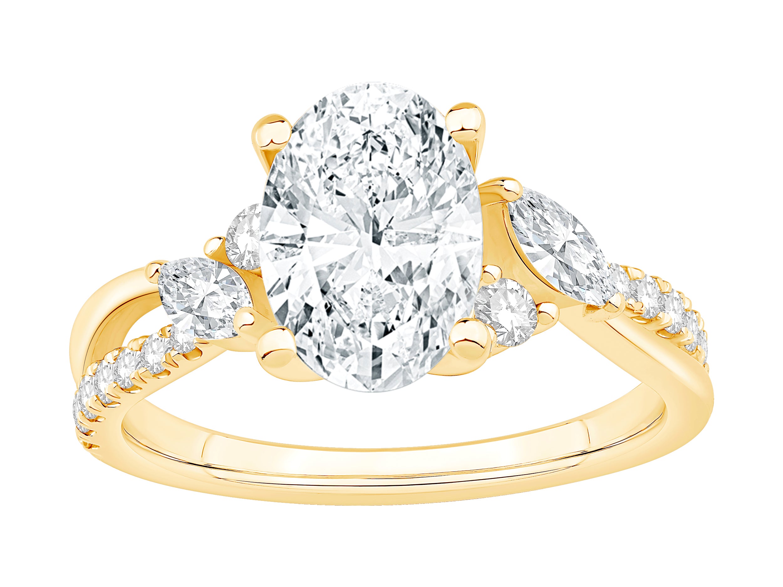 Oval Lab Diamond Engagement Ring in 14 Karat Yellow Gold - 2.00 Carats