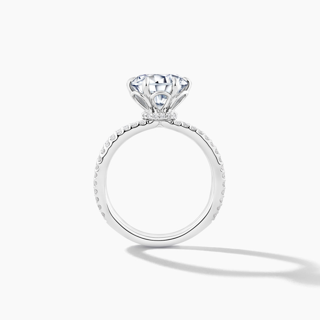 Platinum Split Shank Engagement Mounting with SMP 3 Row Diamond Bands