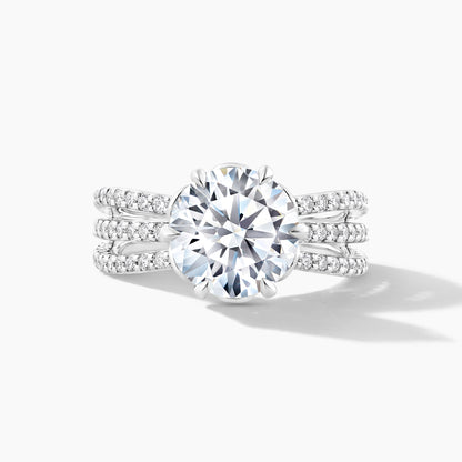 Platinum Split Shank Engagement Mounting with SMP 3 Row Diamond Bands