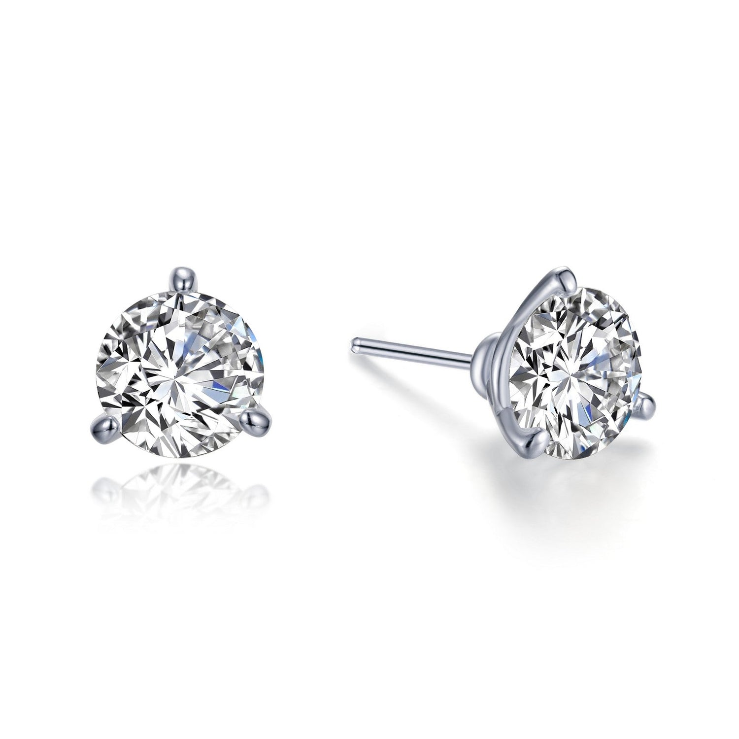 Sterling Silver Lassaire Martini Solitaire Studs - 3.00 Carats
