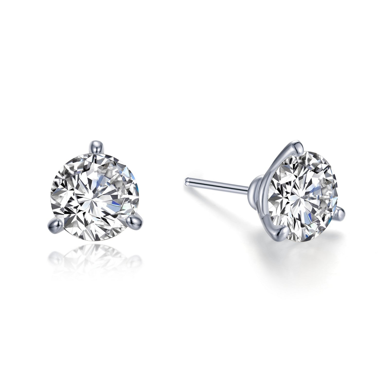 Sterling Silver Lassaire Martini Solitaire Studs - 3.00 Carats