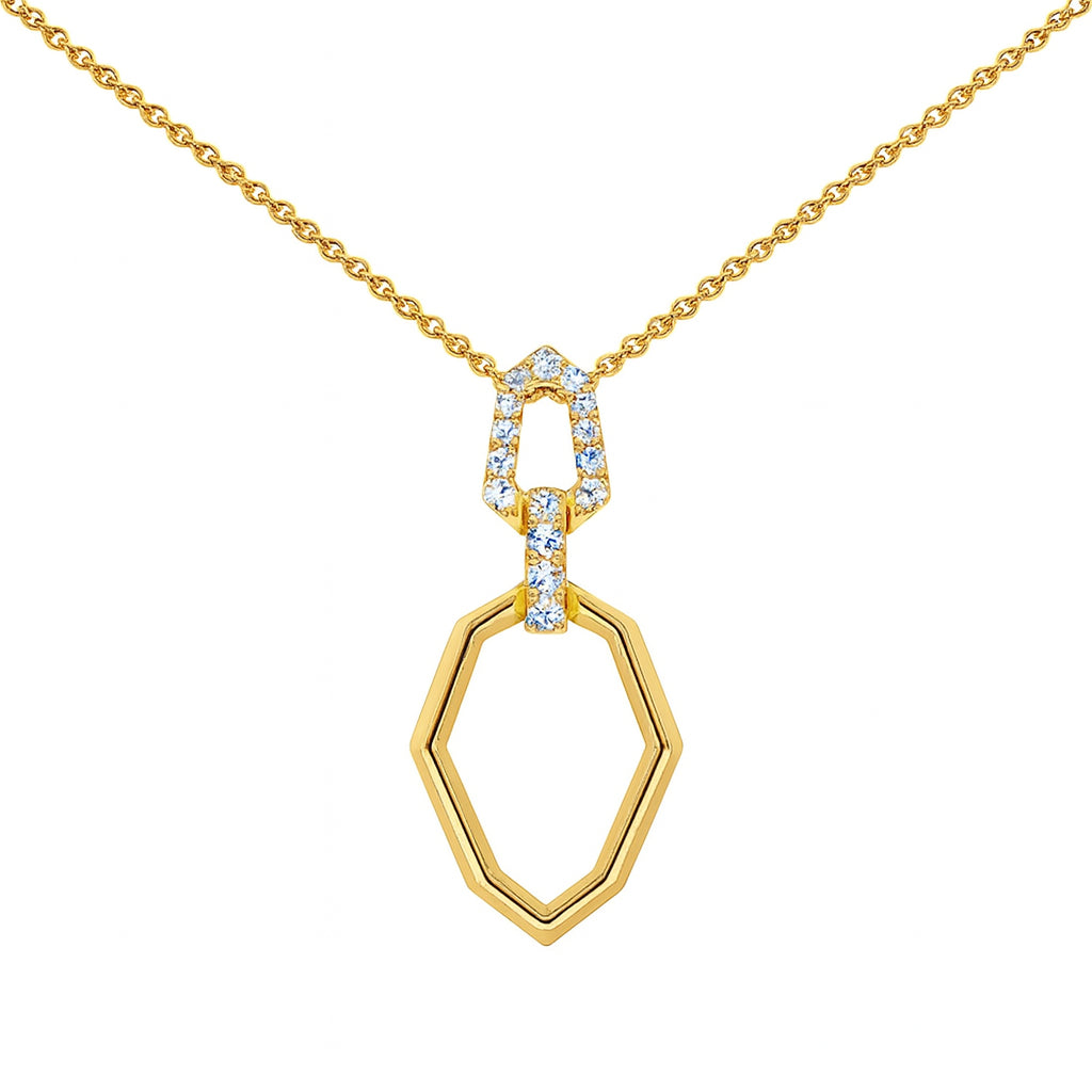 Geometric Round Shape Natural Diamond Necklace in 14 Karat Yellow Gold (0.10 ct)