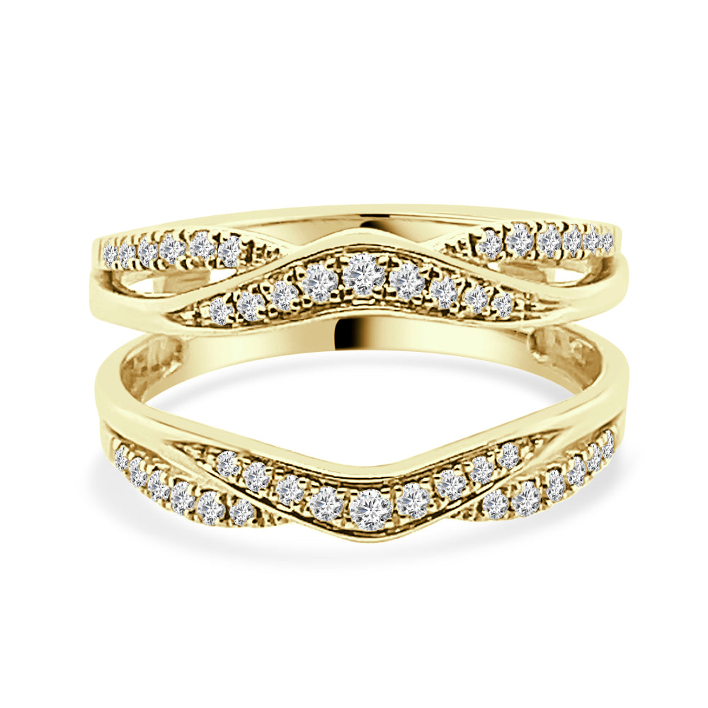 Bowed Twist Shank Wedding Band with Natural Diamond in 14K Yellow Gold - 0.33 ct Round Shape