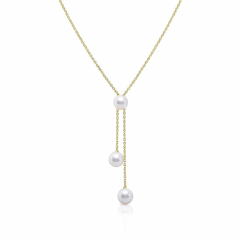 Elegant 14 Karat Yellow Gold Necklace with Pearls