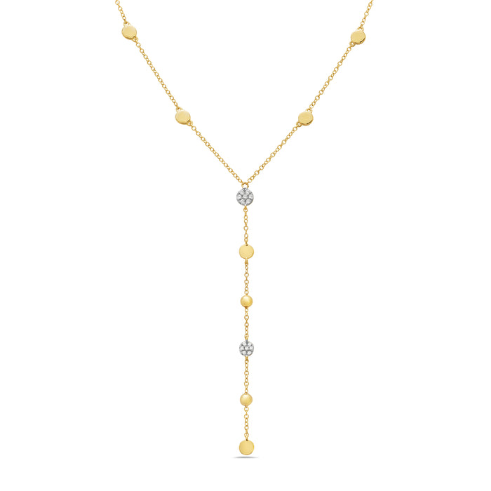 14 Karat Yellow Gold Lariat Necklace with Natural Diamond 0.06 ct
