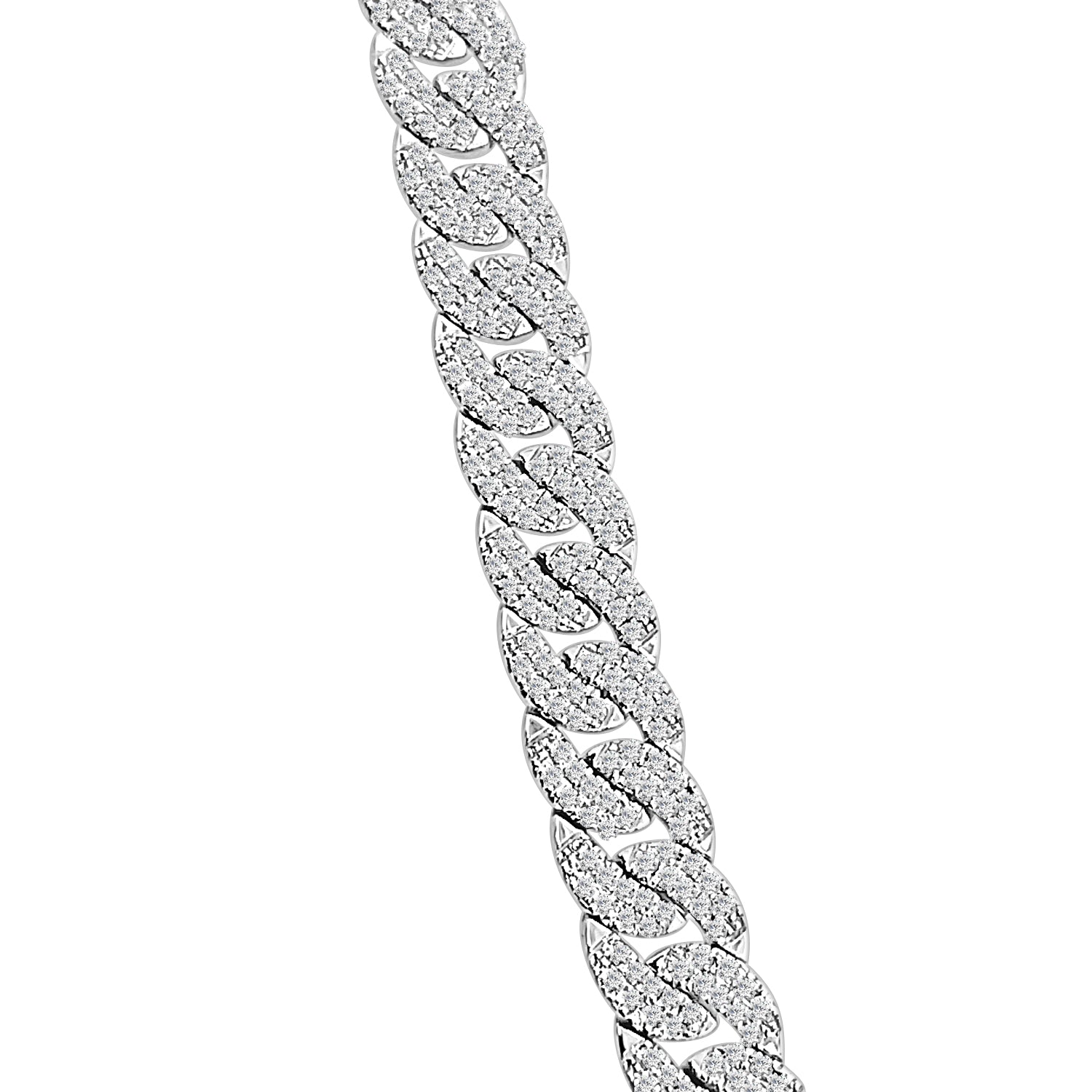 14K White Gold Pave Link Bracelet with 1.69 Carats of Natural Diamonds