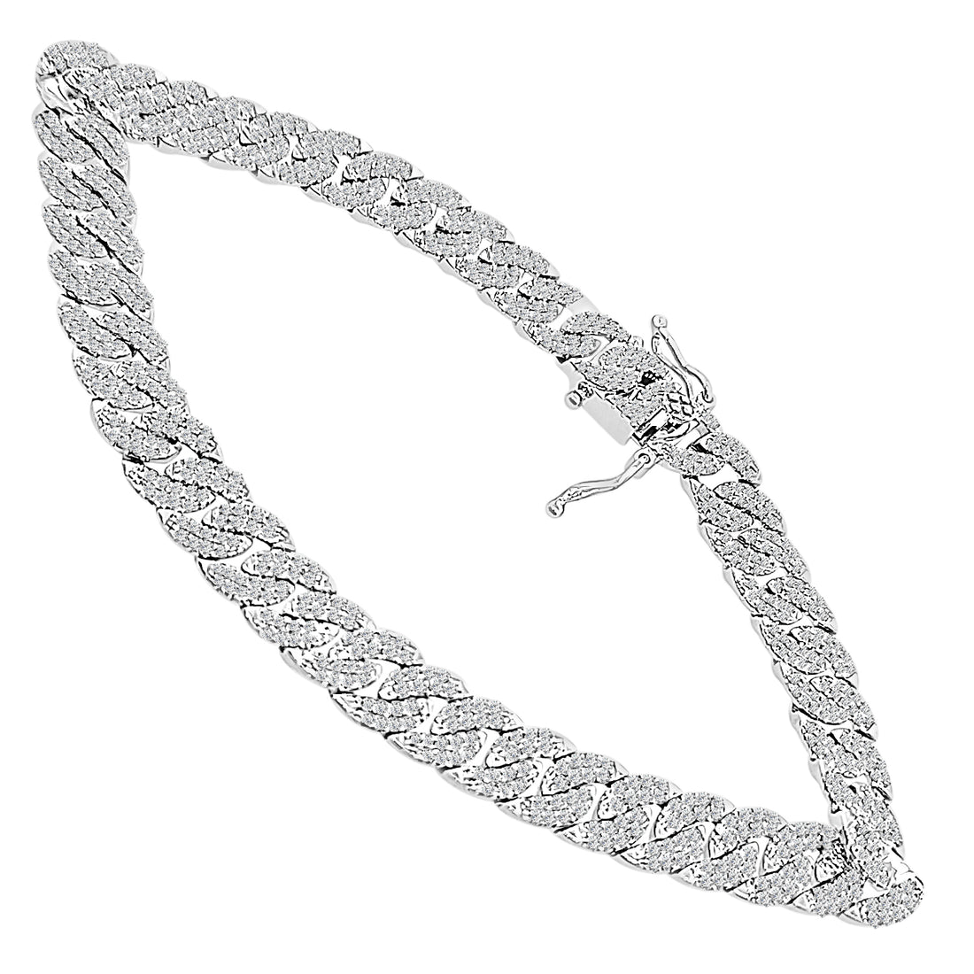 14K White Gold Pave Link Bracelet with 1.69 Carats of Natural Diamonds