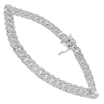 14K White Gold Pave Link Bracelet with 1.69 Carats of Natural Diamonds