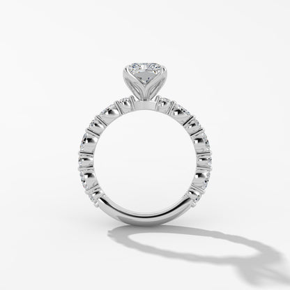 Platinum Marquise and Round Brilliant Cut Shank Engagement Ring