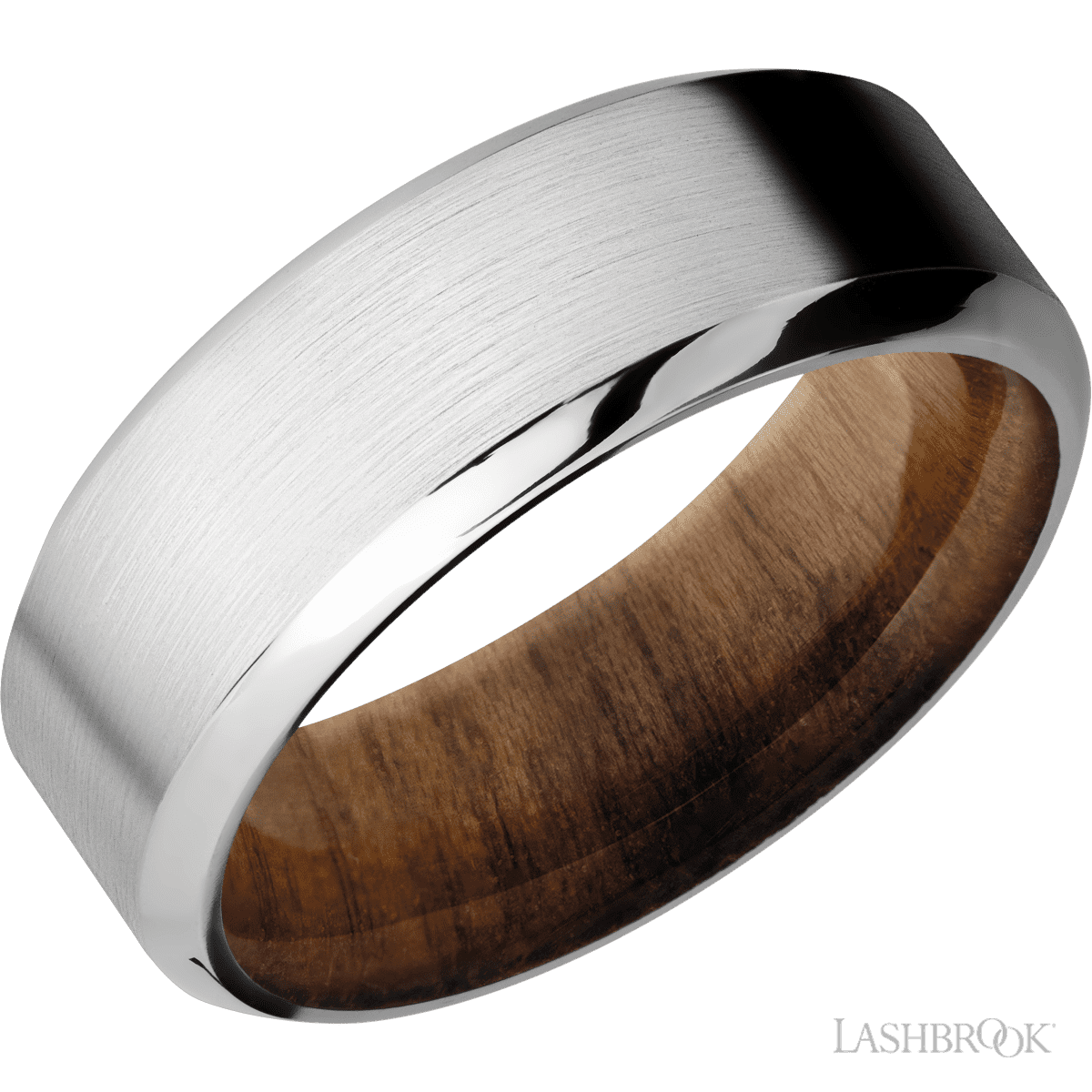Teak-Sleeved Cobalt Chrome Wedding Band - Size 11 with Beveled Edge