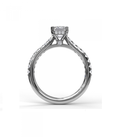 14 Karat White Gold Hidden Halo Emerald Engagement Mounting