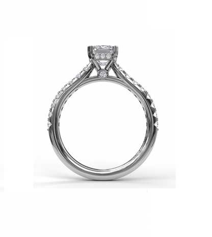 14 Karat White Gold Hidden Halo Emerald Engagement Mounting