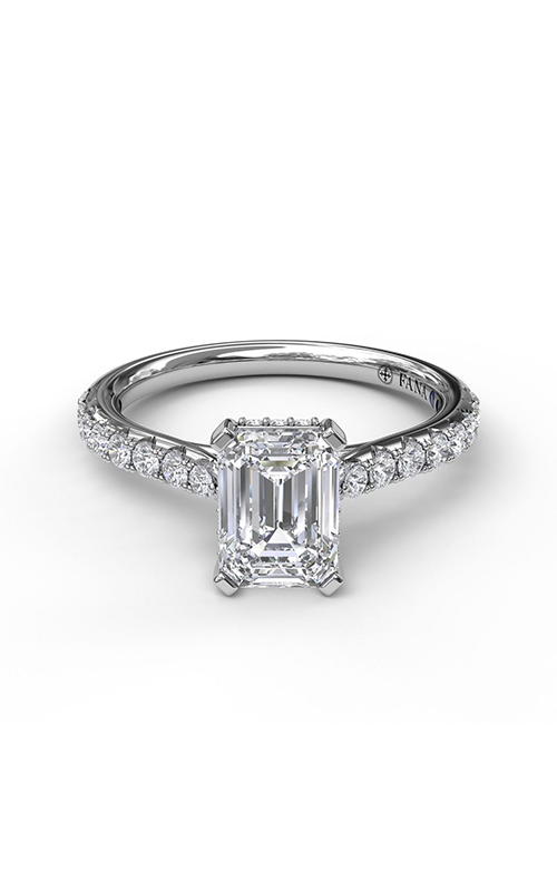 14 Karat White Gold Hidden Halo Emerald Engagement Mounting