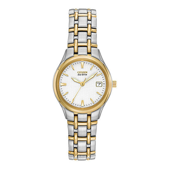 Citizen Ladies Stainless Steel Watch with White Dial and Date Feature