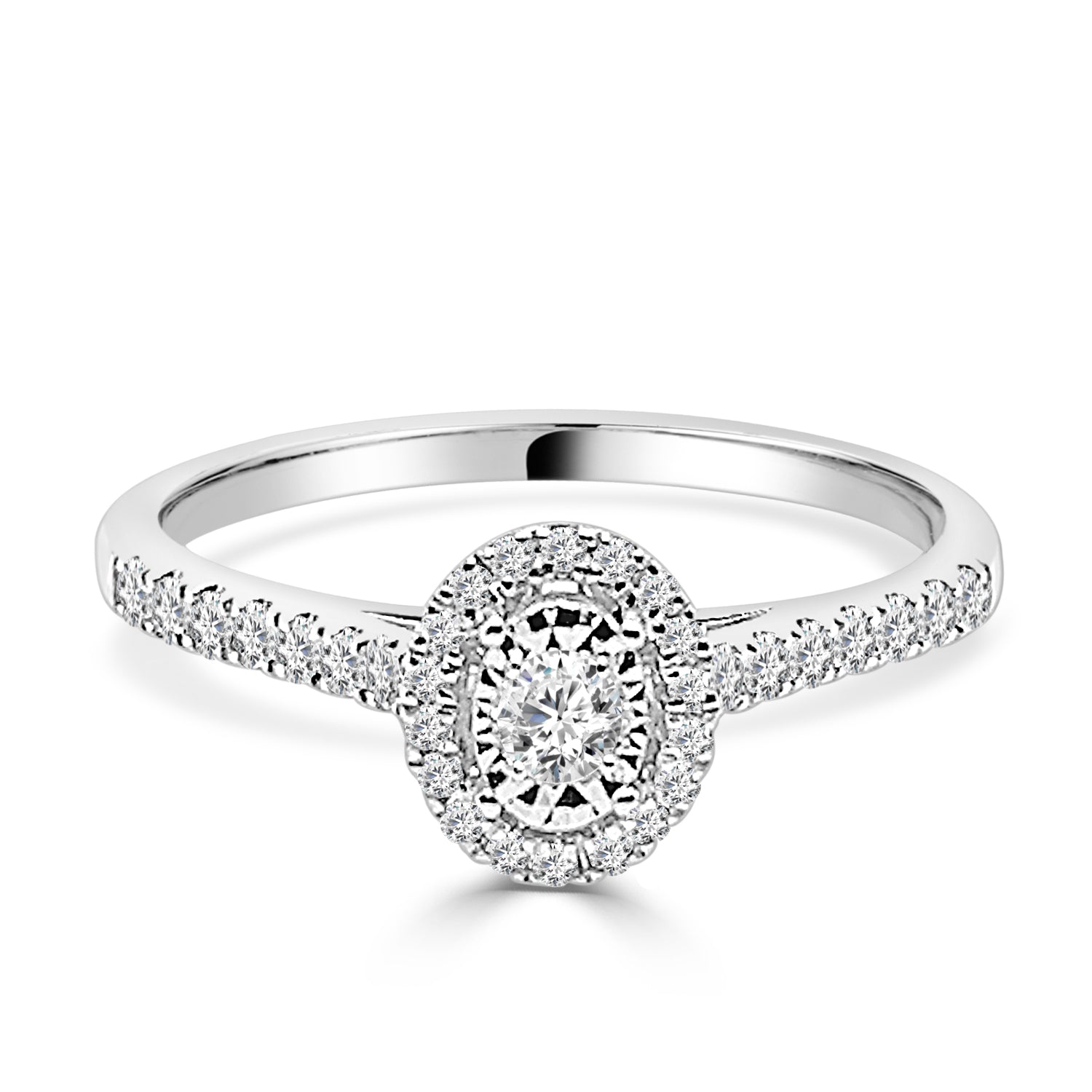 Sure, how about: 14K White Gold Oval Prong Set Natural Diamond Engagement Ring - 0.25 ct