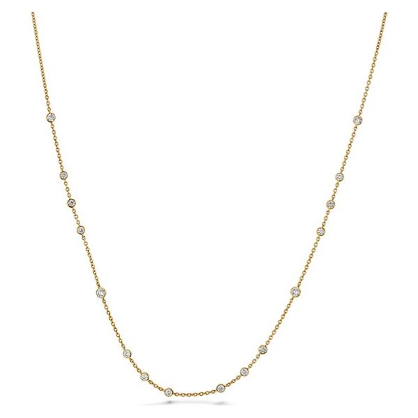 18 Karat Yellow Gold Cascade Bezel Necklace with Natural Diamond 0.75ct