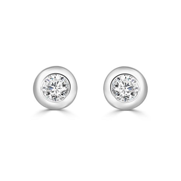 0.20 ct Natural Diamond Bezel Set Earrings in 14 Karat White Gold