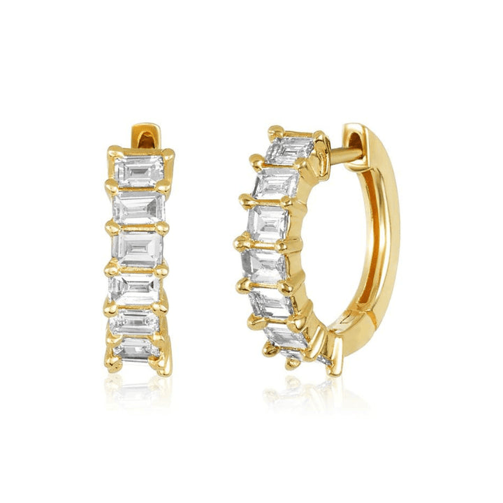 10 Karat Yellow Gold Baguette Diamond Earrings - 0.25 Carat Natural Diamond