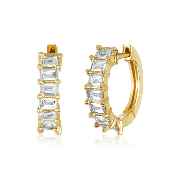 10 Karat Yellow Gold Baguette Diamond Earrings - 0.25 Carat Natural Diamond