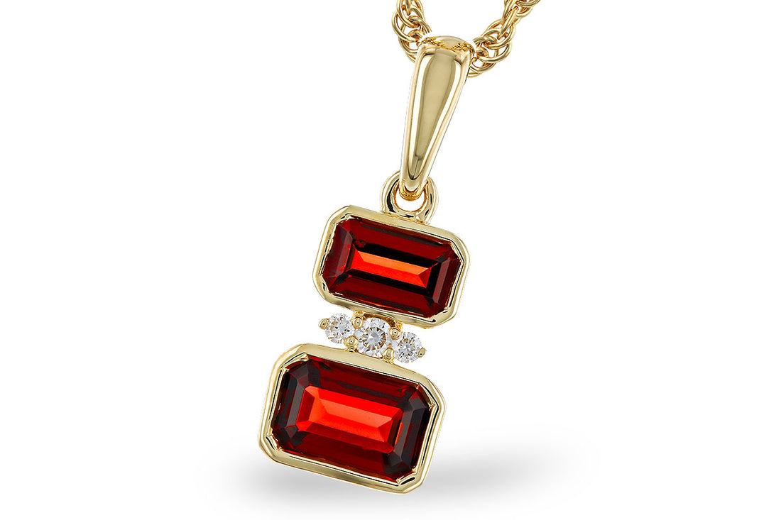 14 Karat Yellow Gold Necklace with Red Gemstones