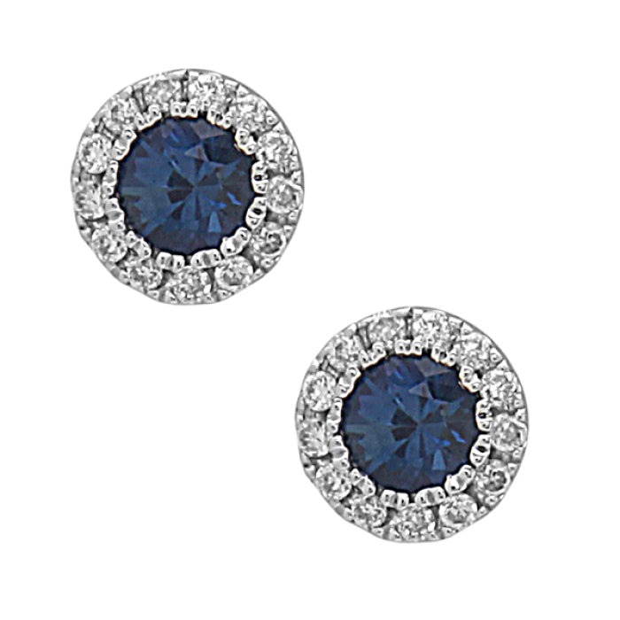 14 Karat White Gold Blue Sapphire Earrings with 0.26 Carat Gemstones