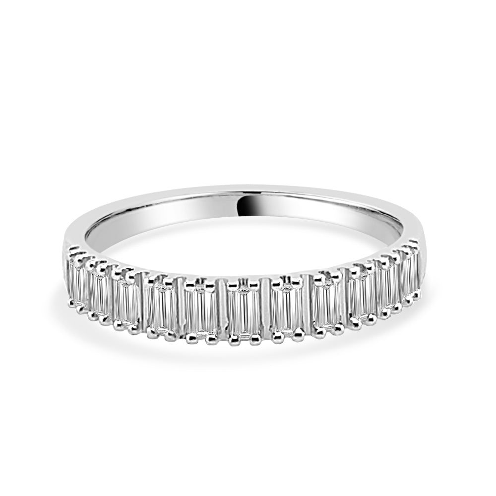 Baguette Diamond Wedding Band in 14 Karat White Gold with 0.25 Carat Natural Diamonds