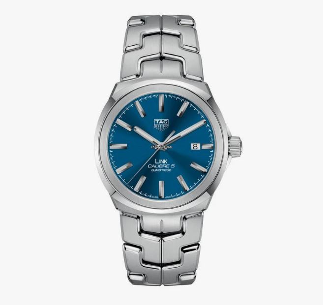 Tag Heuer Link Calibre 5 Stainless Steel Watch with Blue Dial